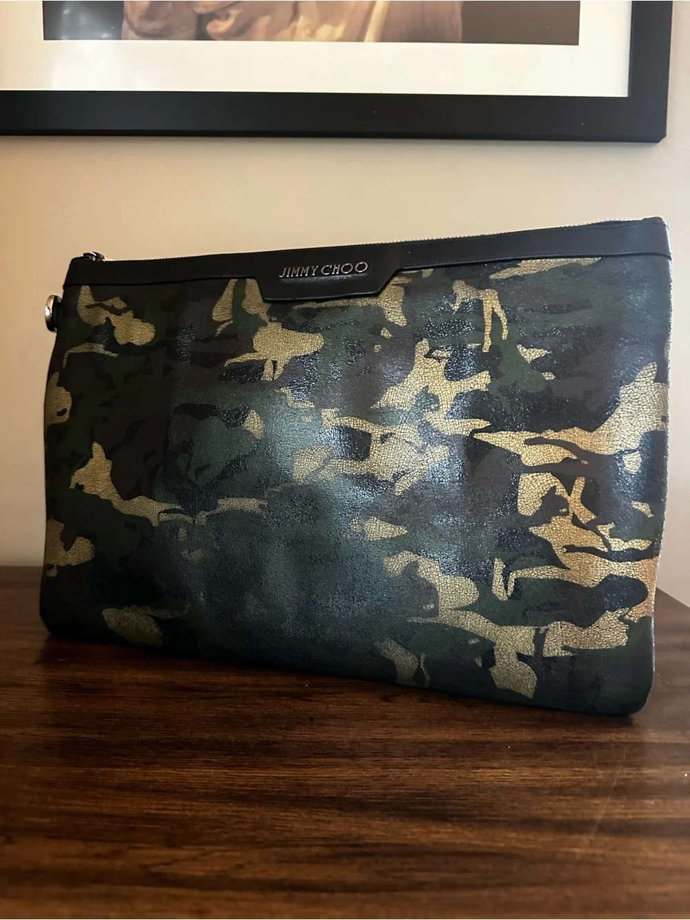 Jimmy Choo Oversized Camouflage Leather Clutch